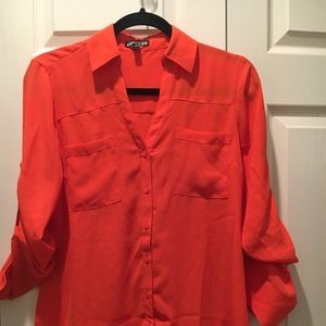 Express Orange Portofino Shirt Sz S